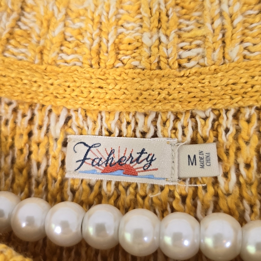 Faherty Button Shoulder Samson Sweater Medium - Picture 7 of 9